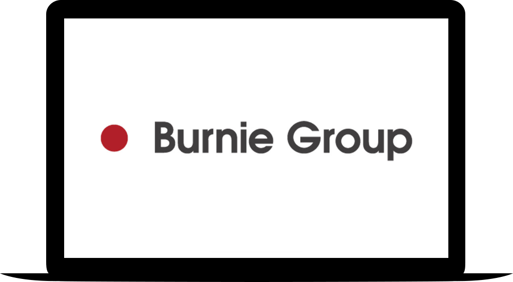 Burnie group logo on a laptop screen