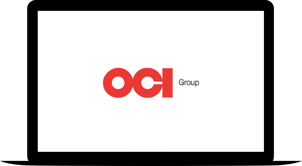OCI Group logo on a laptop screen